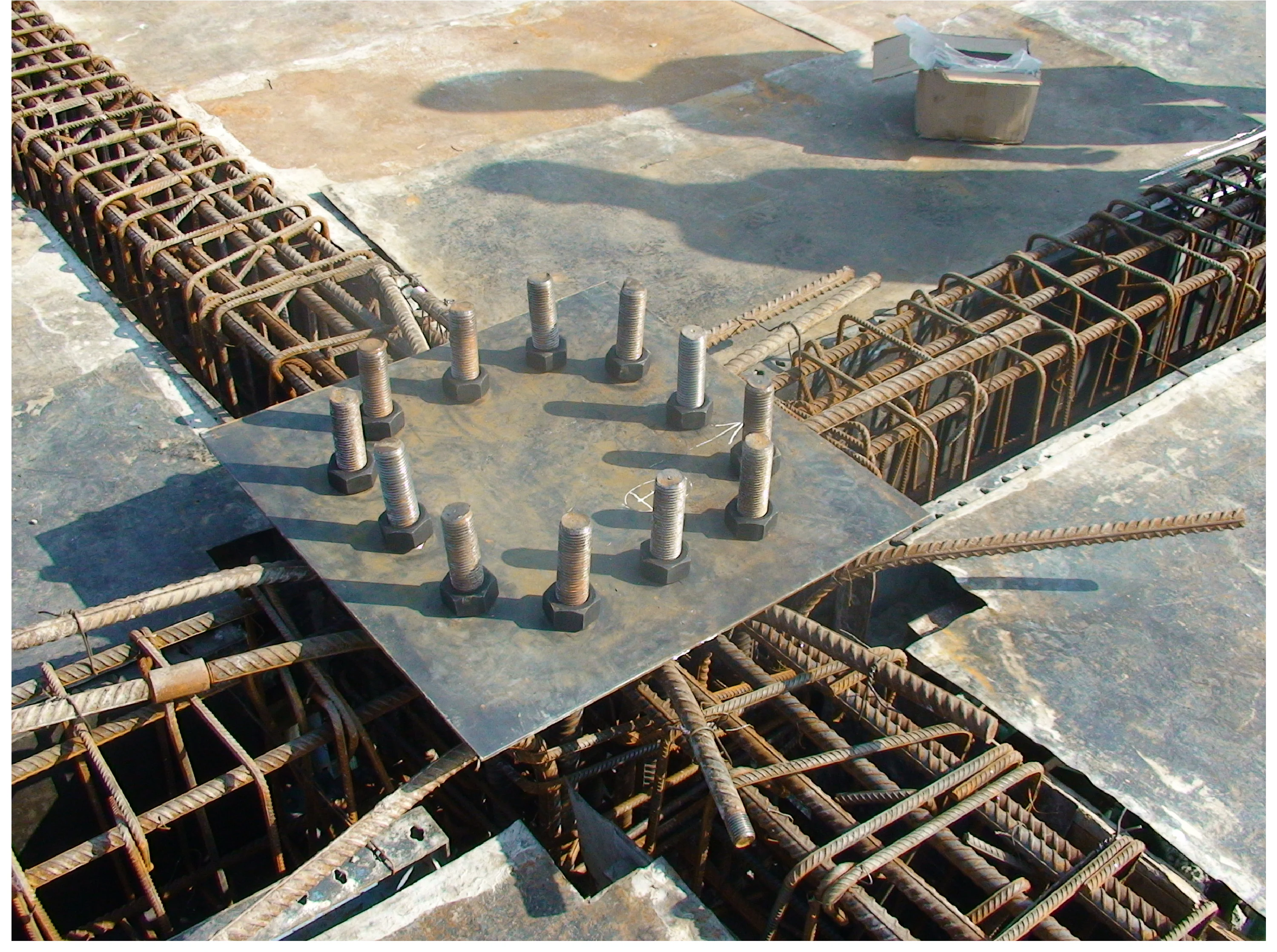 Template for the helipad's base-plate anchor bolts.