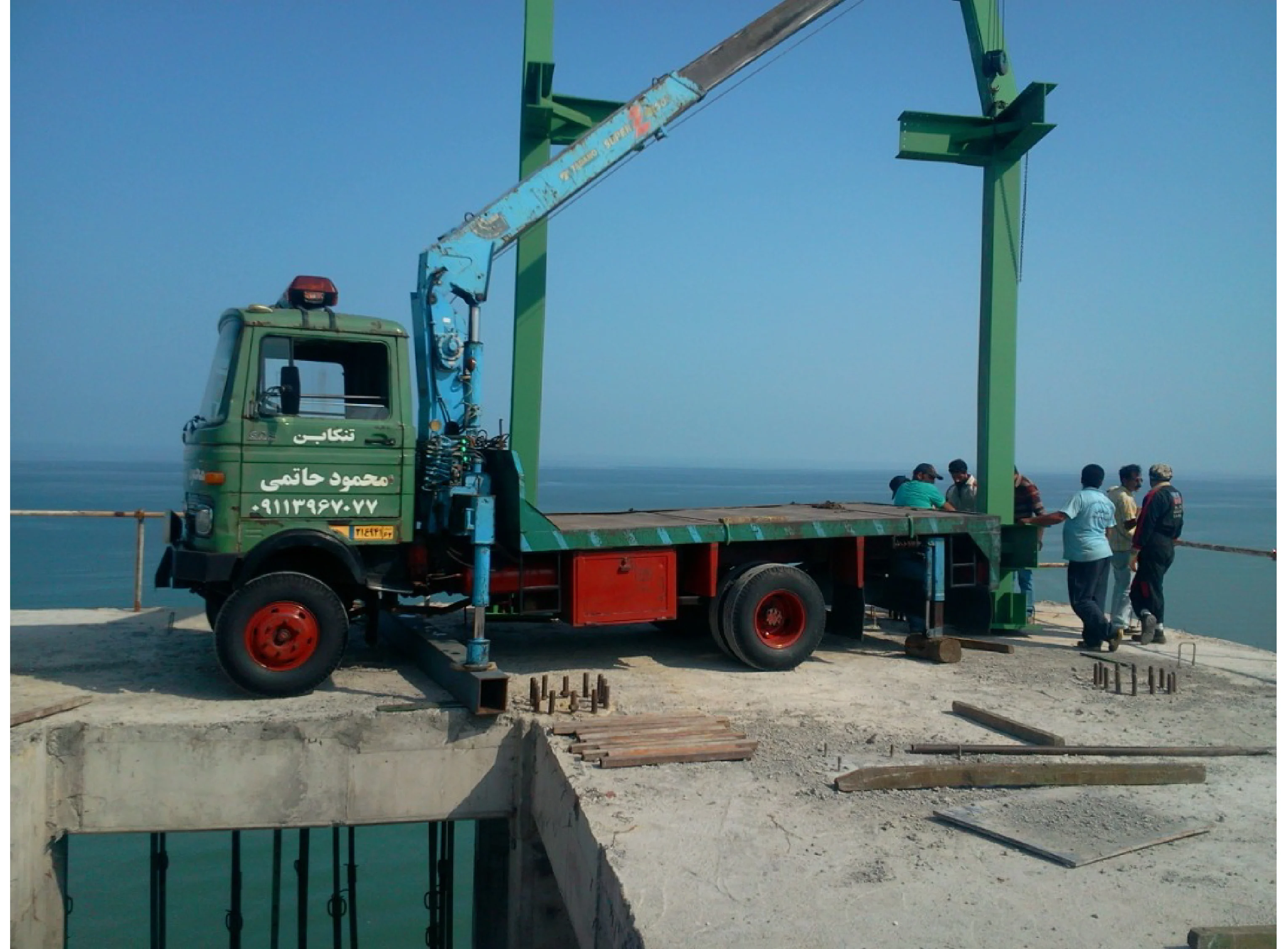 The helipad structure installed by crane on the roof.