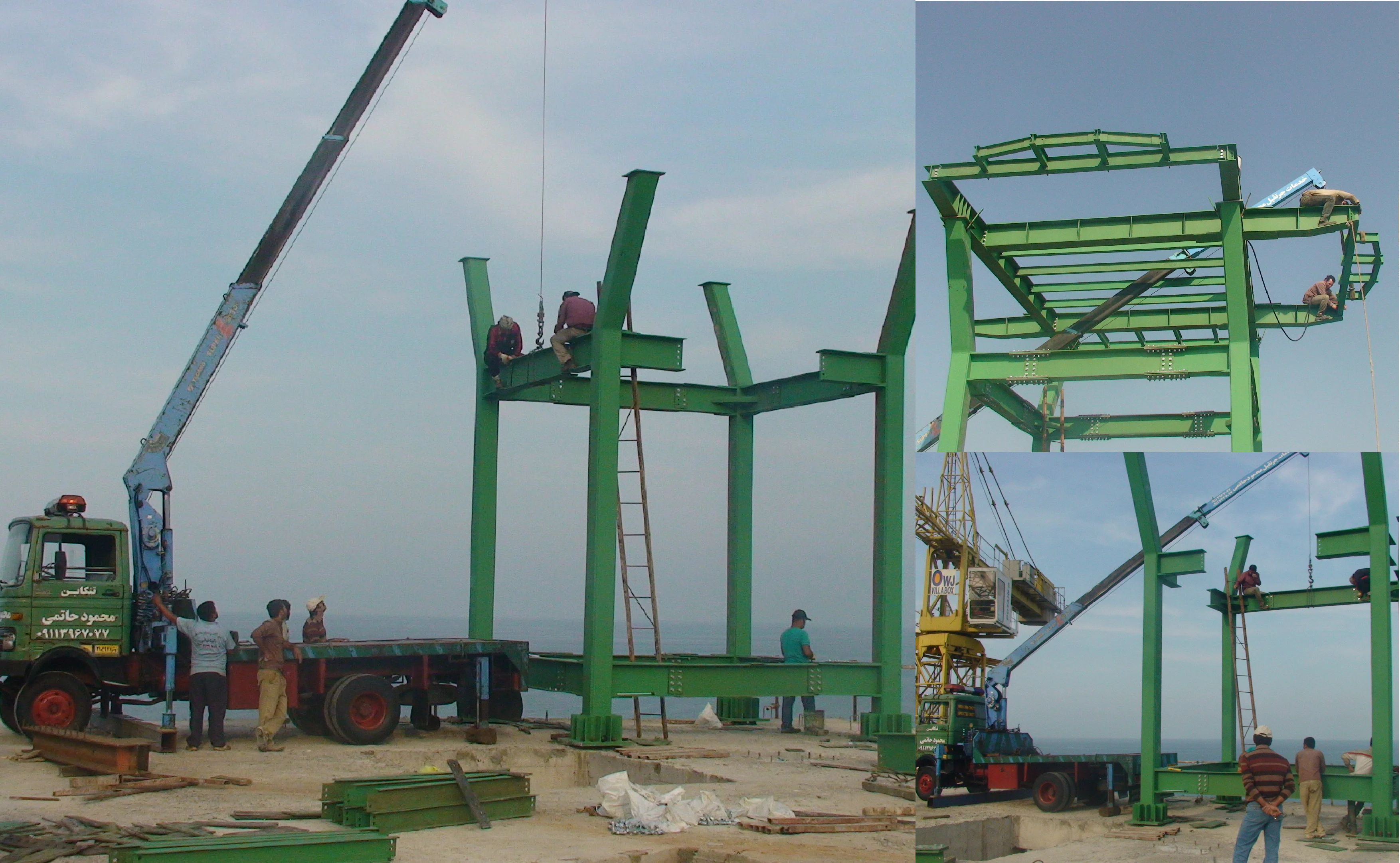 The helipad structure installed by crane on the roof, by Poulad Sazeh Sahel Engineering Company (Engineer Kamili's group).