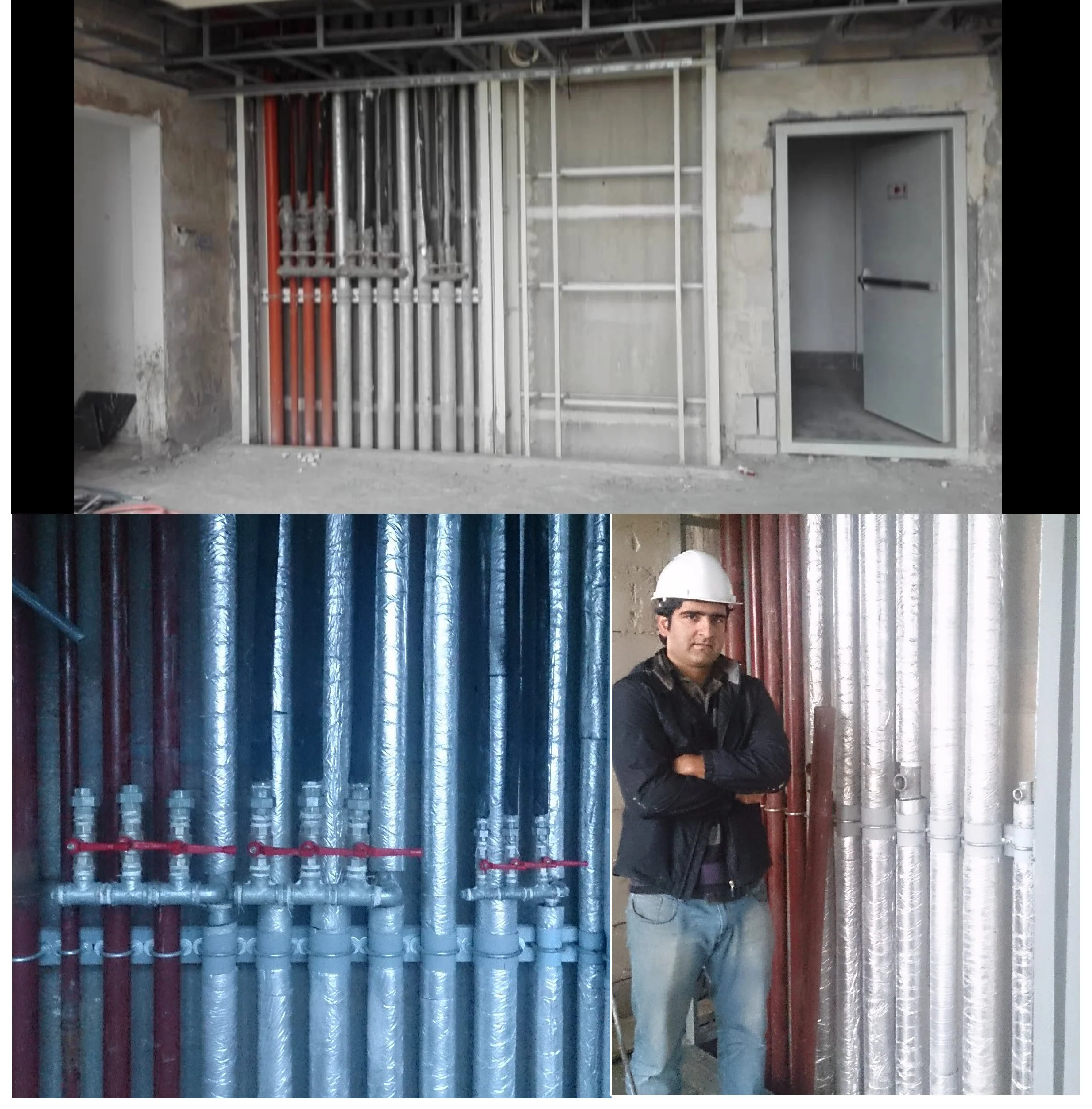The main services riser positioned to remain accessible for service and maintenance.
