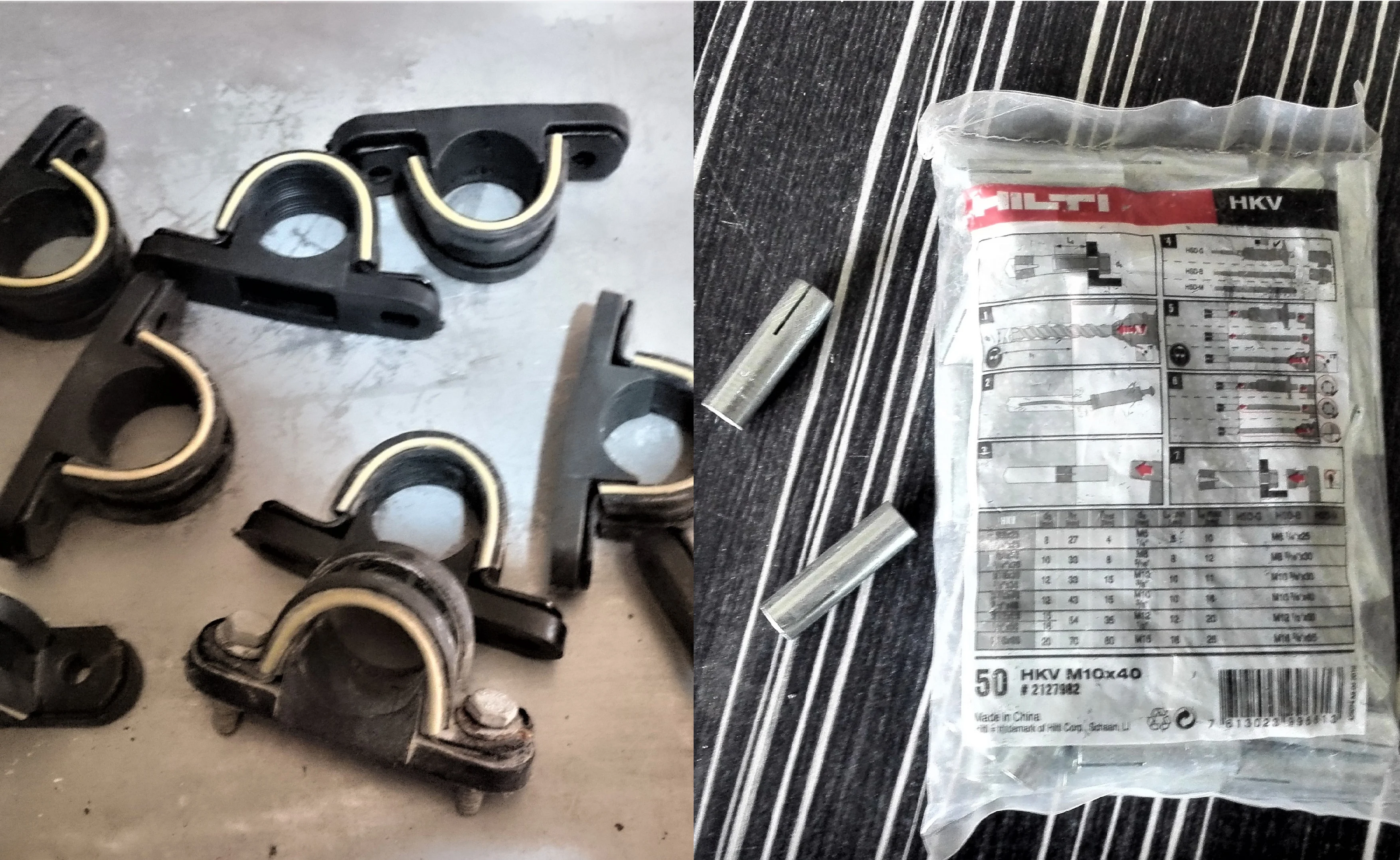 Hilti anchor bolts and Bast Iran plastic-coated clamps used.