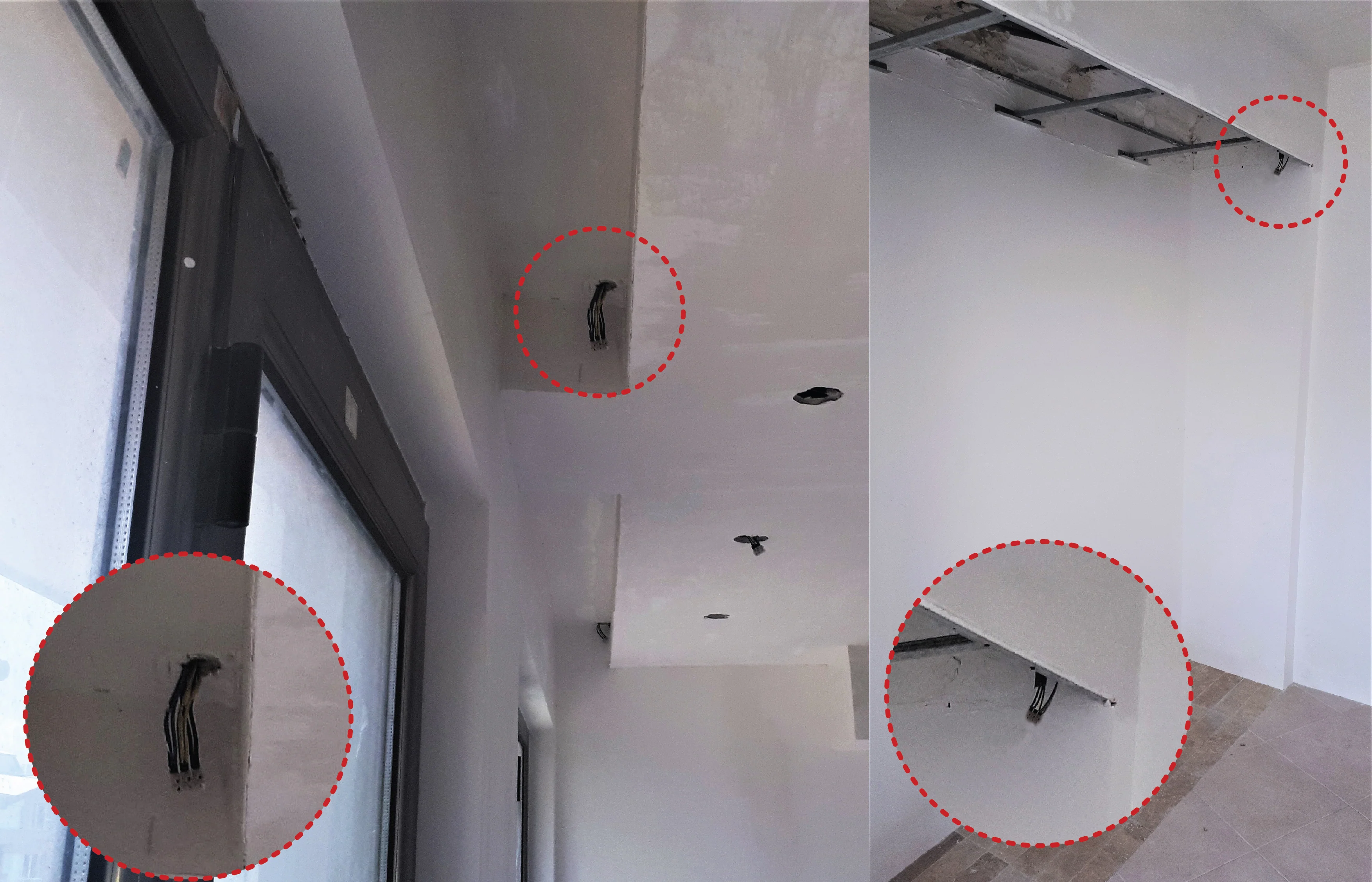 Electrical wiring installed for closet lighting and motorised window curtains.